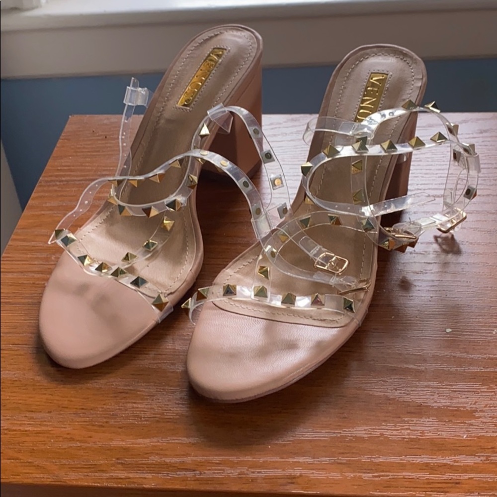 Cream color stud heels!